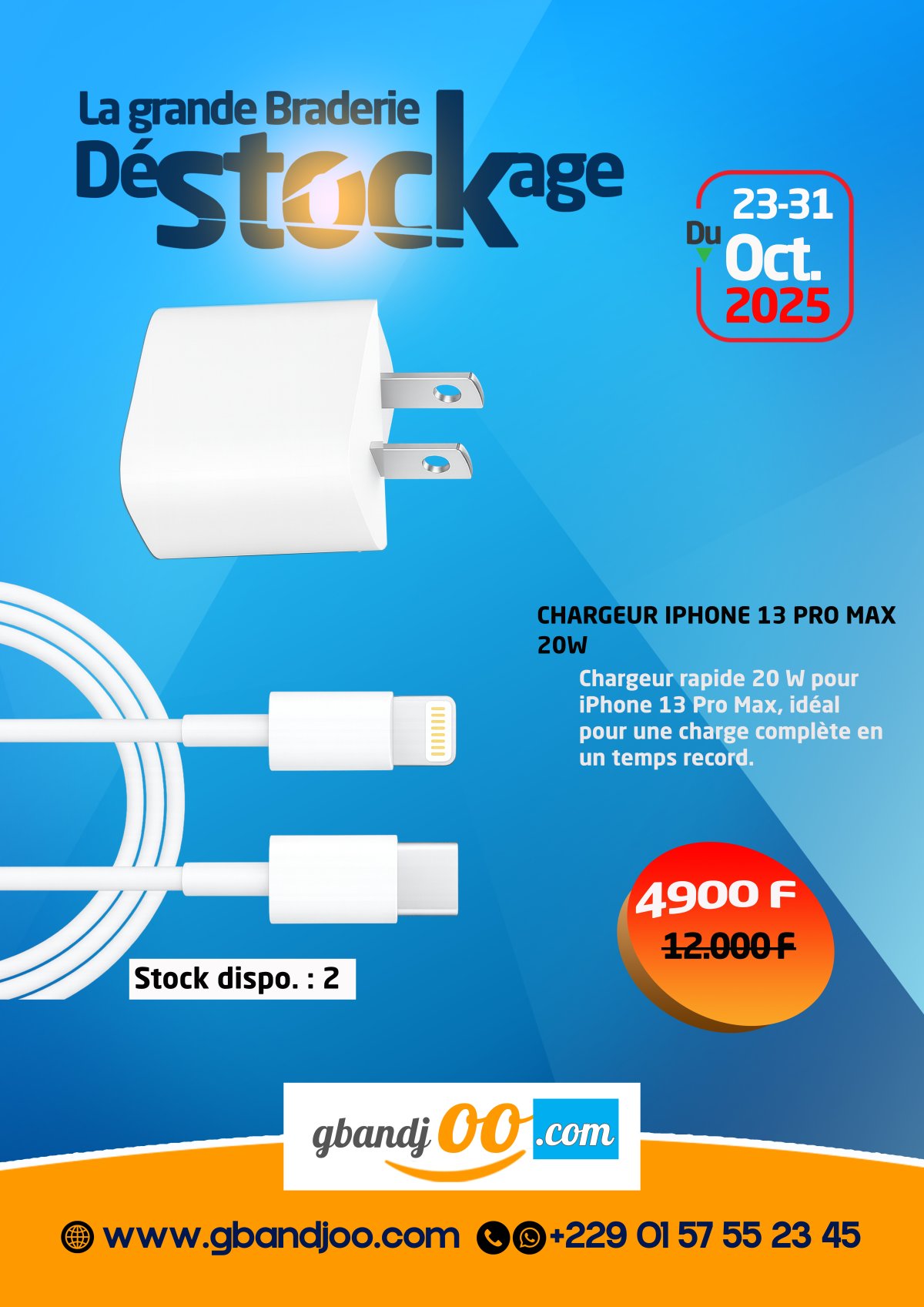 CHARGEUR IPHONE 13 PRO MAX 20W